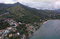 Drone view of Ilhabela island downtown, at Sao Paulo state, Brazil, on may 2025 [IBR125280385]