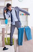 Businessman comes to office too late because he slept too much after working at night [IBR125304593]
