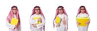 Arab student in front of a white background [IBR125304604]