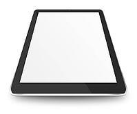 Tablet computer with white blank screen and shodows isolated on white background. Highly detailed illustration [IBR125304641]