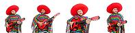 The funny Mexican guy with guitar against white background [IBR125304651]