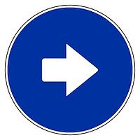 Pfeil nach rechts und Verkehrsschild - Right arrow and blue sign [IBR125304659]