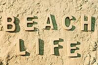 Beach life message in the sand [IBR125304668]