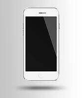 Mobile smart phone with black screen on gray background. Highly detailed illustration [IBR125324095]