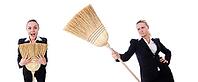 The businesswoman with a brush against a white background [IBR125324122]