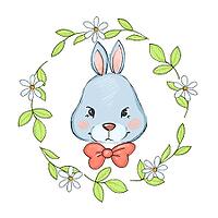 Cute cartoon rabbit illustration isolated on white [IBR125331147]