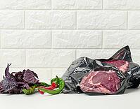 Vacuum packed raw beef, chili peppers, a bunch of basil on an abelom table [IBR125331207]