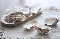 Close-up of candles. A master class of shell candles. Fabric-based seashells with wax. With space to copy. [IBR125344237]