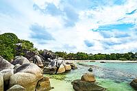 Belitung beach landscape, Tanjung Tinggi beach, a famous iconic beach with big rocks in Belitung, Indonesia. Also known as Laskar Pelangi beach [IBR125344266]