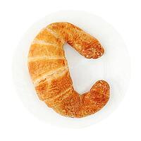 Fresh and tasty croissant on plate isolated on white background [IBR125344274]