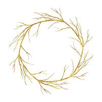 Gold wreath of dry branches isolated on white [IBR125344309]