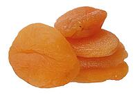 Stack of dried apricots on isolated background, close up [IBR125363556]