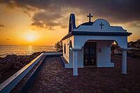 Beautiful little Greek chapel. Classic nice concept for travel and holidays in Greece [IBR125382608]
