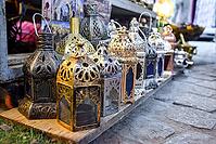 Different Arabic style lamps displayed at Marrakech zouk. Morocco [IBR125382625]