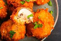 Battered Mushrooms with Cheese on Handmade Ceramic Plate [IBR125405033]