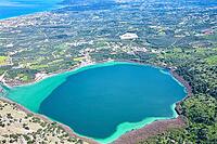 Aerial landscape of Lake Kournas on the island of Crete. [IBR125405040]
