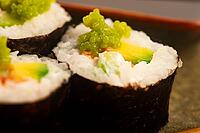California Sushi Rolls with Salmon and Green Wasabi Caviar [IBR125405056]