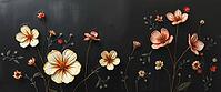 Delicate pastel-colored flowers on a deep black background, painting floral motif, AI generated [IBR125407396]