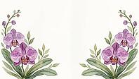 Purple orchids and green foliage in stylish symmetry, floral painting, AI generated [IBR125407439]
