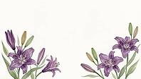 Purple flowers and buds with green leaves in elegant arrangement, painting floral motif, AI generated [IBR125407448]