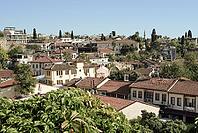 Antalya, Turkey, October 15, 2025. the old center of Antalya, the port of Kaleici in Antalya. Roofs of houses, old bricks. Touristic historic place in Antalya, Turkey. Tourism to European historic sites [IBR125411076]