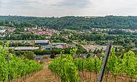 High angle impression of Forchtenberg, a town in Southern Germany at summer time [IBR125411092]