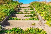 Concrete staircase leading up the hill to the memorial. Sakhalin, Russia [IBR125411093]