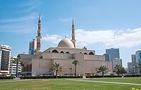 Sharjah, United Arab Emirates, February 14, 2023 Beautiful Landscape Mosque, a mosque of Islamic origin [IBR125411132]