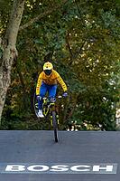 05 September 2026, A cyclist jumps mid-air during the Red Bull Cerro Abajo urban downhill race in Stuttgart, Germany [IBR113394894]