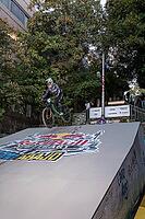 05 September 2026, A mountain biker catches air off a wooden ramp during Red Bull Cerro Abajo in Stuttgart, Germany [IBR113394901]
