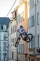 05 September 2026, a mountain biker leaps through the air during the Red Bull Stuttgart Cerro Abajo urban downhill race in Stuttgart, Germany [IBR113394907]