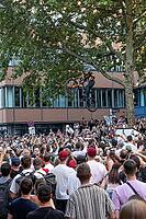 05 September 2026, a mountain bike rider jumps high above spectators at the Red Bull Cerro Abajo urban downhill race in Stuttgart, Germany [IBR113394918]