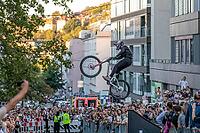 05 September 2026, A rider jumps mid-air during the Red Bull Cerro Abajo urban downhill mountain bike race in Stuttgart, Germany [IBR113394932]
