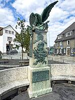 Column of original historic war memorial Memorial to Unification Wars with eagle and relief of Emperor Wilhelm I and memorial plaque with inscription To the unforgettable hero emperor Wilhelm I and the sons who fell for the fatherland the grateful county  [IBR125414236]
