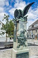 Column of original historic war memorial Memorial to Unification Wars with eagle and relief of Emperor Wilhelm I and memorial plaque with inscription To the unforgettable hero emperor Wilhelm I and the sons who fell for the fatherland the grateful county  [IBR125414275]