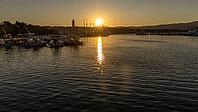 Sunrise over the port of Krk, old town of Krk, island of Krk, Croatia [IBR125415398]