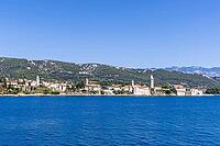View from the sea to the town of Rab, island of Rab, Croatia [IBR125415403]
