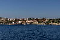 View from the sea of the town of Krk, island of Krk, Croatia [IBR125415406]