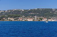 View from the sea to the town of Rab, island of Rab, Croatia [IBR125415412]