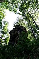The Quarzite Rock Graue Lei, a natural monument in the Morbach area in the Hunsrück region and the largest monolith in the Rhenish Oberland, Rhineland-Palatinate, Germany [IBR125415413]