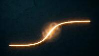 Abstract glowing amber S-curve rising from baseline to plateau, representing epoxy cure evolution kinetics, dark background, polymer science data visualization concept, AI generated [IBR125421279]