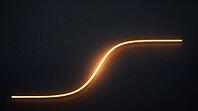 Abstract glowing amber S-curve rising from baseline to plateau, representing epoxy cure evolution kinetics, dark background, polymer science data visualization concept, AI generated [IBR125421280]