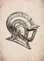 Renaissance Scrollwork Etched Knight Helmet Armor Military History Illustration, Digitally Remastered and Enhanced [IBR125421619]