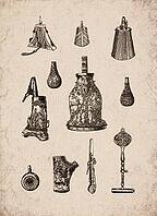Engraved Historic Ornate Powder Flasks, Chargers, and Accessories Historical Engraving, Digitally Remastered and Enhanced [IBR125421620]