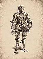 Engraved Renaissance Suit of Armour and Helmet Historical Engraving, Digitally Remastered and Enhanced [IBR125421621]