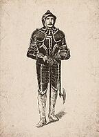 Engraved Renaissance Knight with Poleaxe Historical Engraving, Digitally Remastered and Enhanced [IBR125421622]