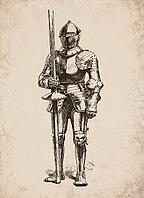 Renaissance Full Suit of Armour with Lance Historical Engraving, Digitally Remastered and Enhanced [IBR125421630]