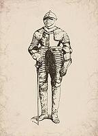 Renaissance Full Suit of Armour and Sallet Helmet Historical Engraving, Digitally Remastered and Enhanced [IBR125421634]