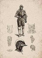 Engraved Renaissance Suit of Armour and Ornaments Historical Engraving, Digitally Remastered and Enhanced [IBR125421641]