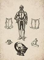 Engraved Renaissance Suit of Armour with Ornaments Historical Engraving, Digitally Remastered and Enhanced [IBR125421648]